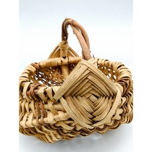Mid Century Boho Wicker Basket Small Woven